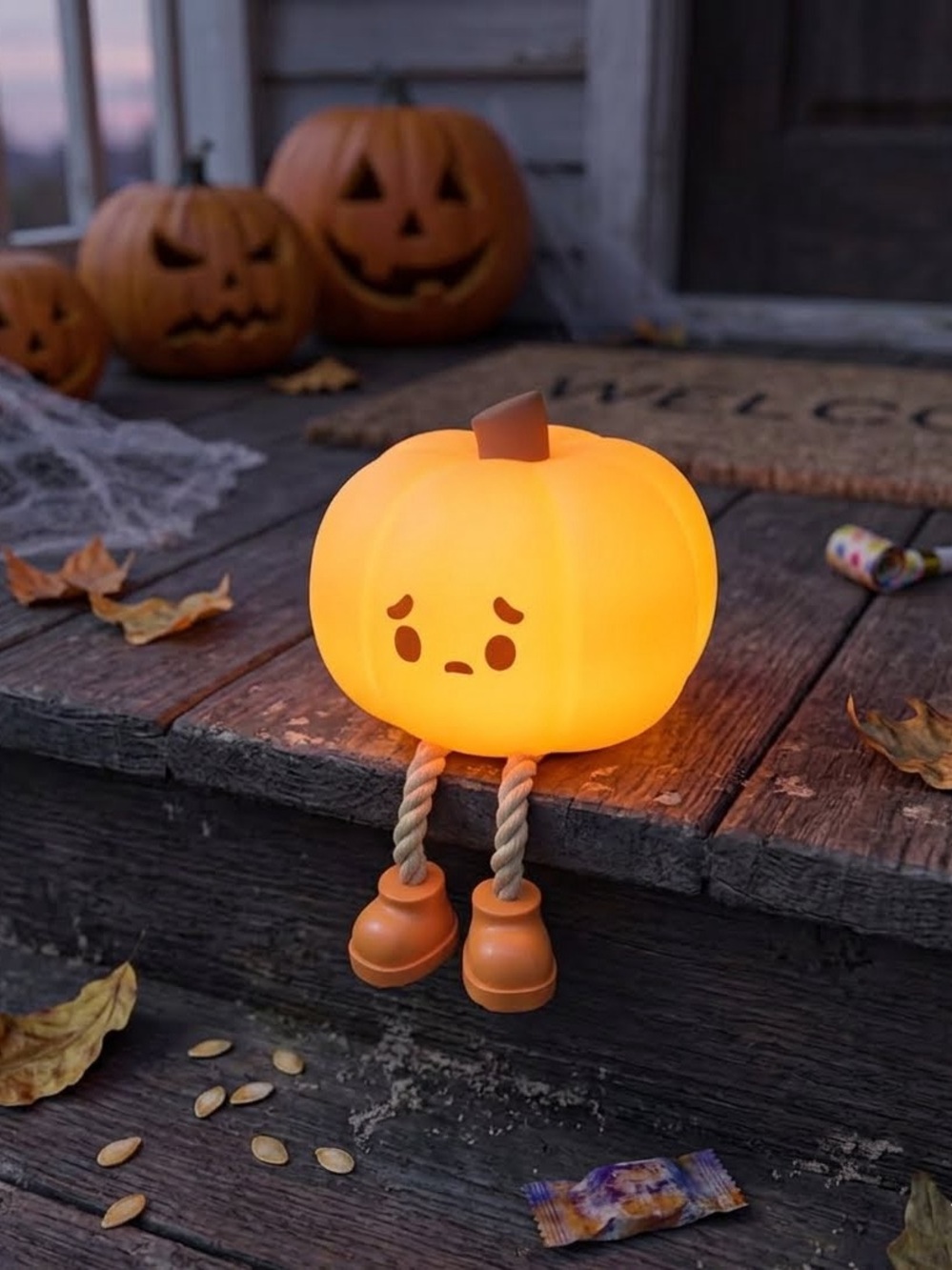 Adorable Silicone Pumpkin Night Light (with Timer & Tap Control) New in Box